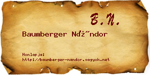 Baumberger Nándor névjegykártya